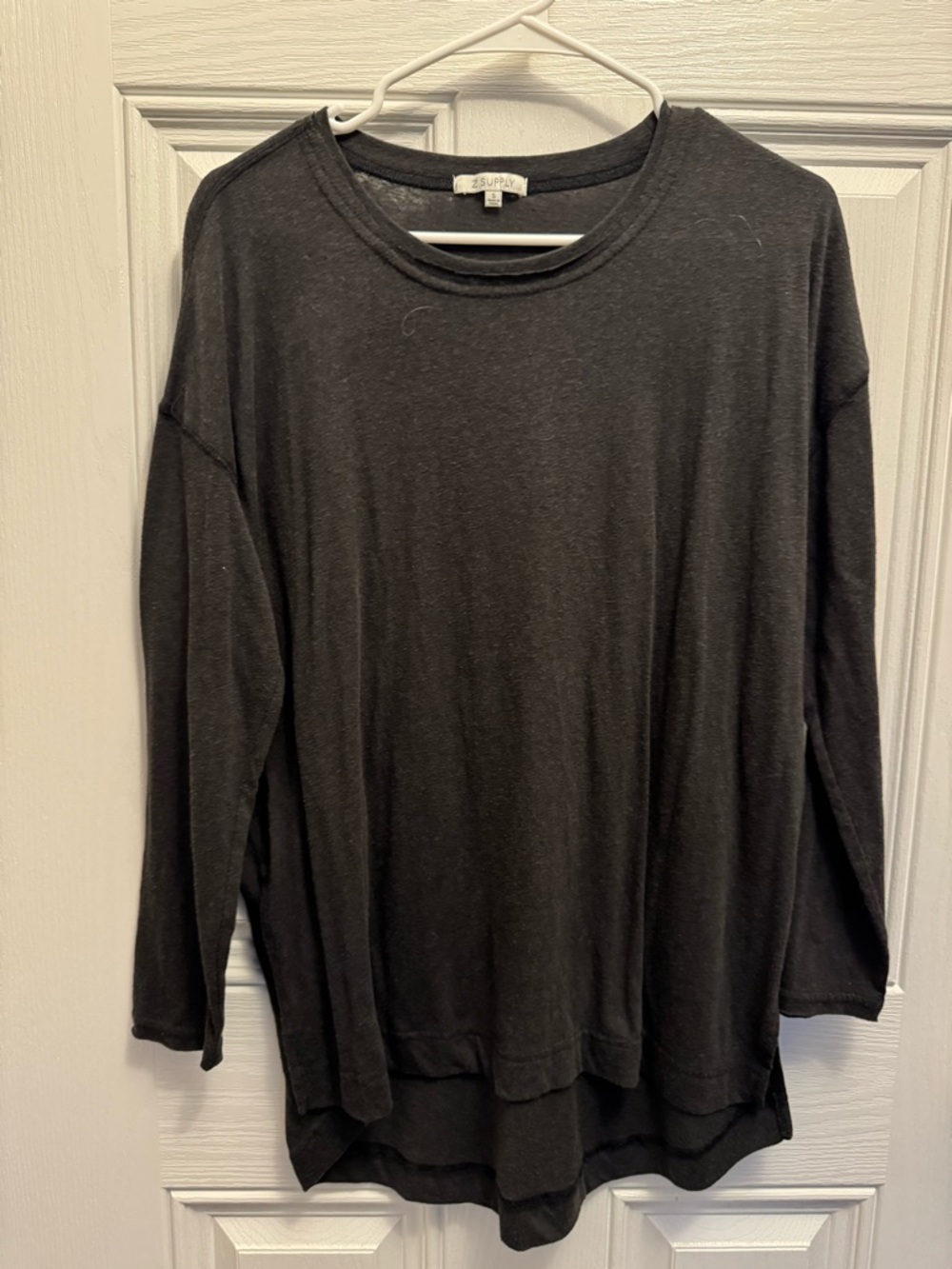 Z Supply Black Long Sleeve Crewneck Tee